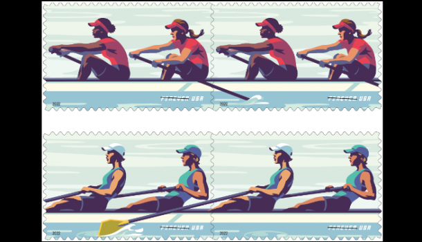Postzegel met roeisters erop: diversiteit en inclusie