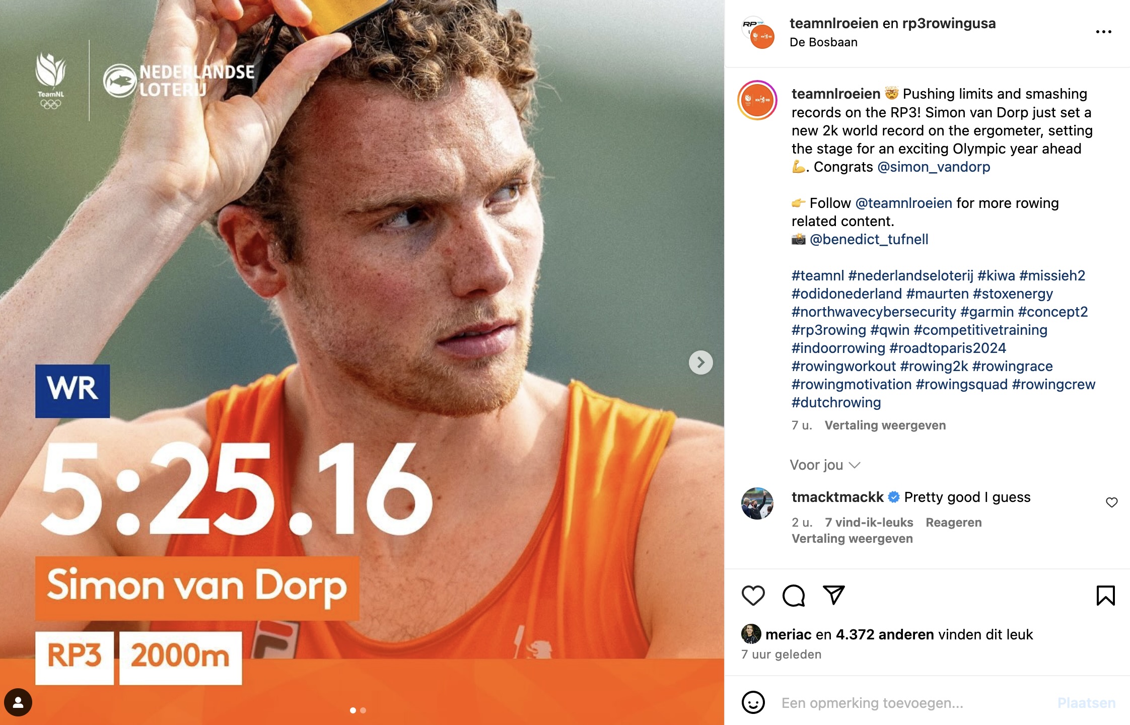 Brekend nieuws Simon van Dorp breekt wereldrecord NLroei